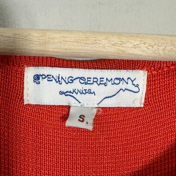 Opening Ceremony Knit Pleated Mini Dress Womens Small Orange Cocktail Party Chic - Picture 6 of 11